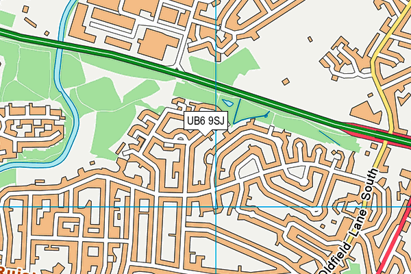 UB6 9SJ map - OS VectorMap District (Ordnance Survey)