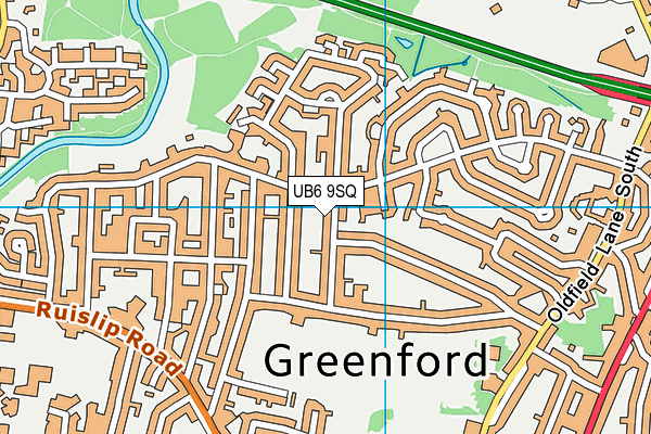 UB6 9SQ map - OS VectorMap District (Ordnance Survey)