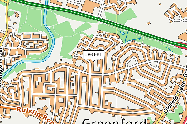 UB6 9ST map - OS VectorMap District (Ordnance Survey)