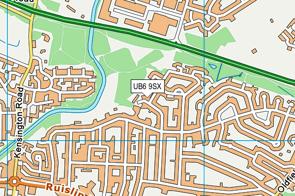 UB6 9SX map - OS VectorMap District (Ordnance Survey)