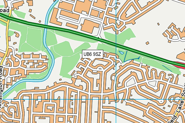 UB6 9SZ map - OS VectorMap District (Ordnance Survey)