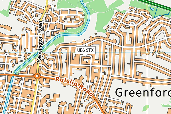 UB6 9TX map - OS VectorMap District (Ordnance Survey)