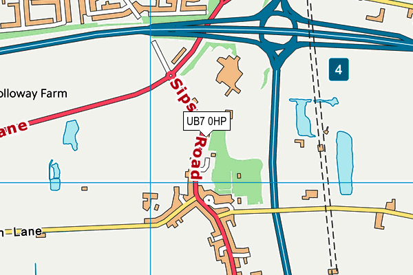 UB7 0HP map - OS VectorMap District (Ordnance Survey)