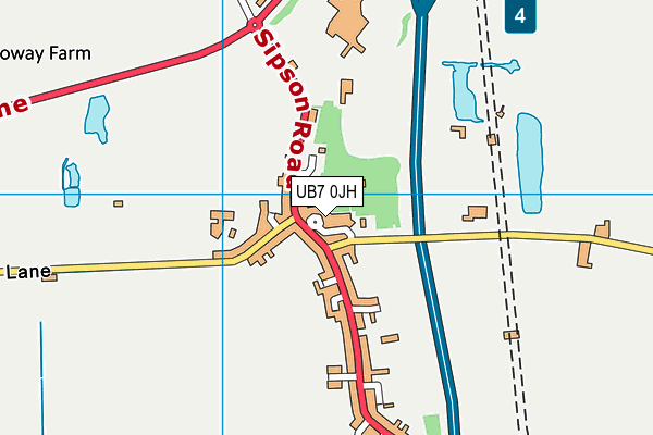 UB7 0JH map - OS VectorMap District (Ordnance Survey)