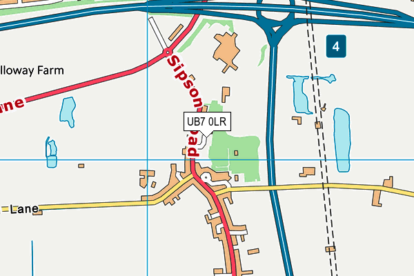 UB7 0LR map - OS VectorMap District (Ordnance Survey)