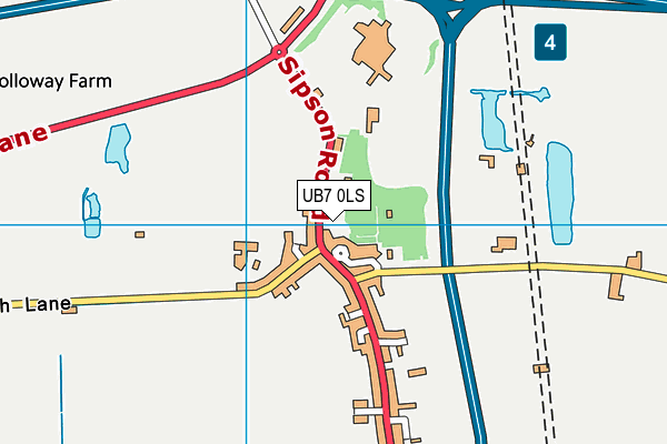 UB7 0LS map - OS VectorMap District (Ordnance Survey)