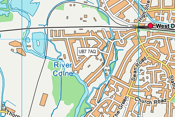 UB7 7AQ map - OS VectorMap District (Ordnance Survey)