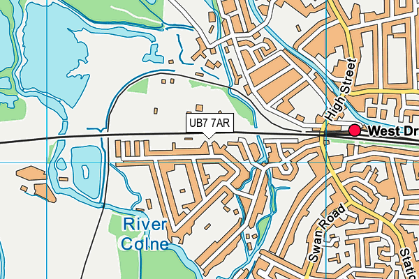 UB7 7AR map - OS VectorMap District (Ordnance Survey)