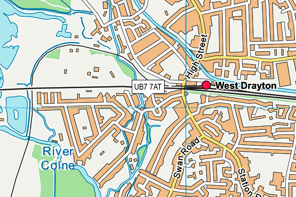 UB7 7AT map - OS VectorMap District (Ordnance Survey)