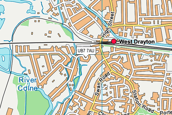 UB7 7AU map - OS VectorMap District (Ordnance Survey)