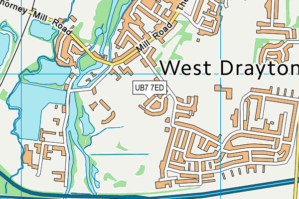 UB7 7ED map - OS VectorMap District (Ordnance Survey)