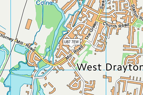 UB7 7EW map - OS VectorMap District (Ordnance Survey)