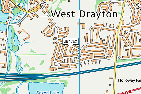 UB7 7EX map - OS VectorMap District (Ordnance Survey)