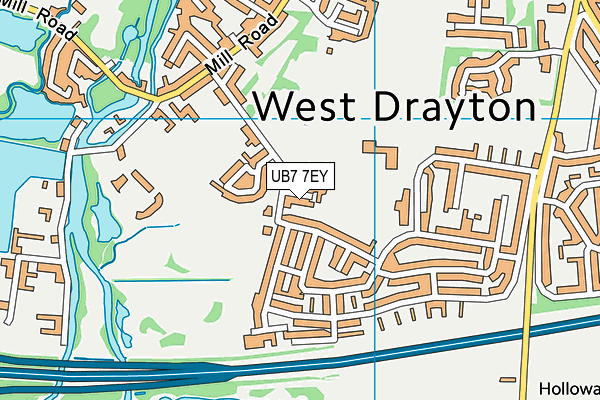UB7 7EY map - OS VectorMap District (Ordnance Survey)