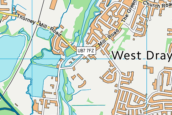 UB7 7FZ map - OS VectorMap District (Ordnance Survey)