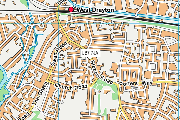 UB7 7JA map - OS VectorMap District (Ordnance Survey)