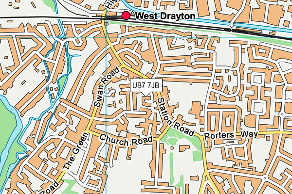 UB7 7JB map - OS VectorMap District (Ordnance Survey)