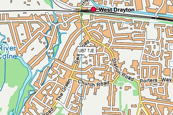 UB7 7JE map - OS VectorMap District (Ordnance Survey)