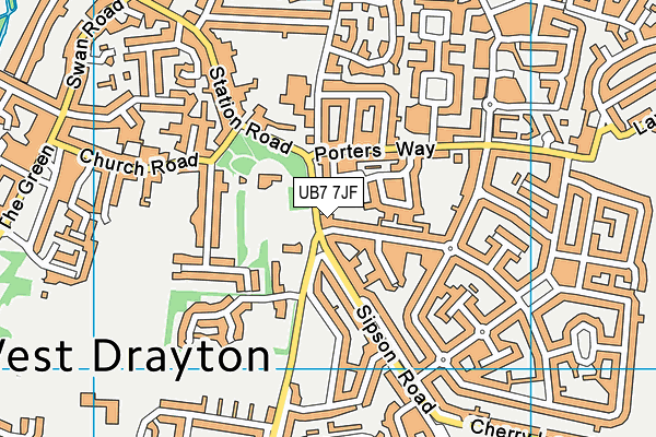 UB7 7JF map - OS VectorMap District (Ordnance Survey)