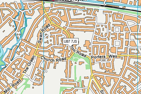 UB7 7JS map - OS VectorMap District (Ordnance Survey)