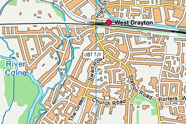 UB7 7JY map - OS VectorMap District (Ordnance Survey)