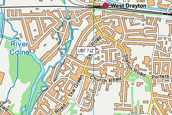 UB7 7JZ map - OS VectorMap District (Ordnance Survey)