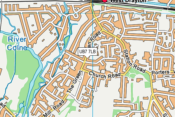 UB7 7LB map - OS VectorMap District (Ordnance Survey)
