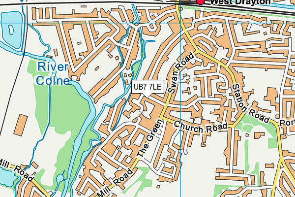 UB7 7LE map - OS VectorMap District (Ordnance Survey)