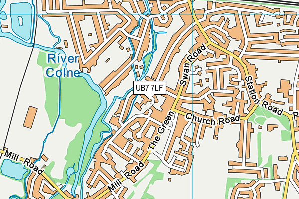 UB7 7LF map - OS VectorMap District (Ordnance Survey)