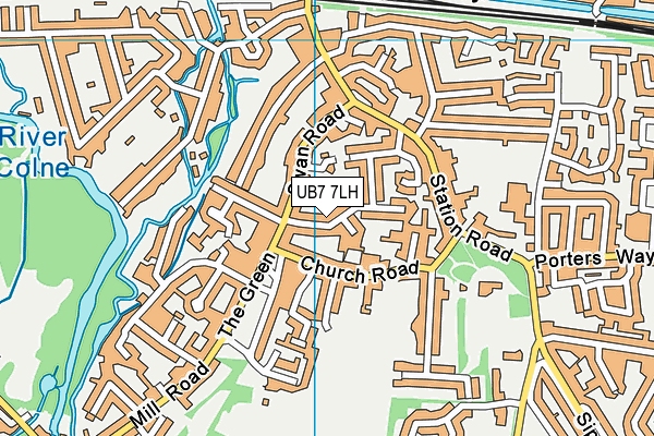 UB7 7LH map - OS VectorMap District (Ordnance Survey)