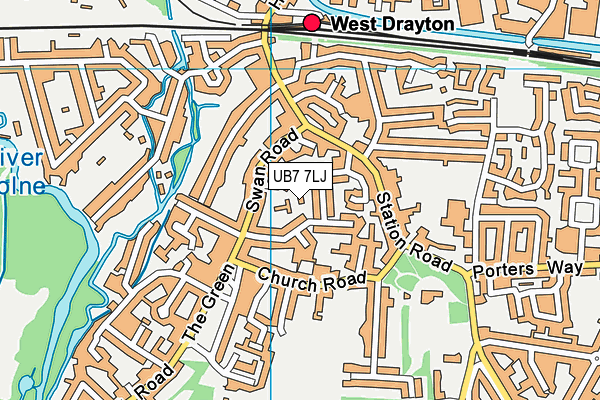 UB7 7LJ map - OS VectorMap District (Ordnance Survey)