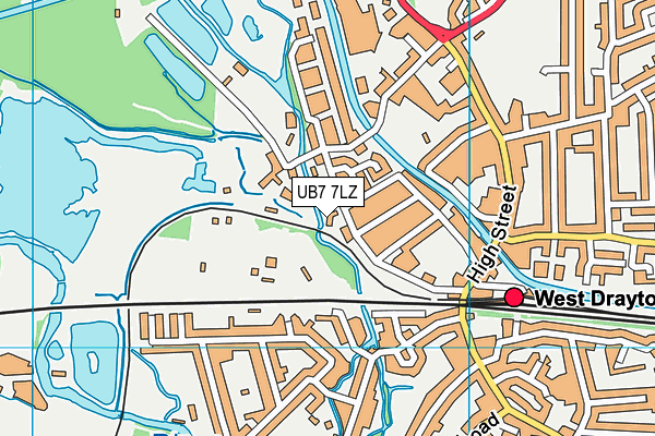 UB7 7LZ map - OS VectorMap District (Ordnance Survey)