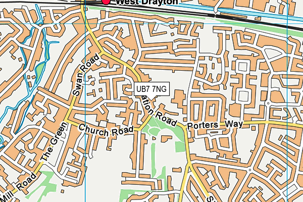 UB7 7NG map - OS VectorMap District (Ordnance Survey)