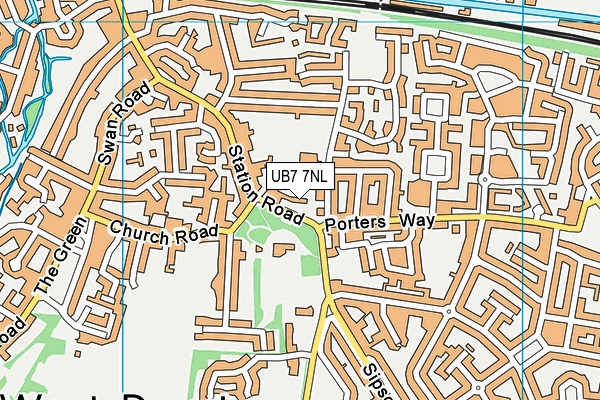 UB7 7NL map - OS VectorMap District (Ordnance Survey)