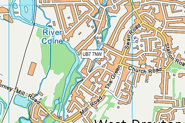 UB7 7NW map - OS VectorMap District (Ordnance Survey)