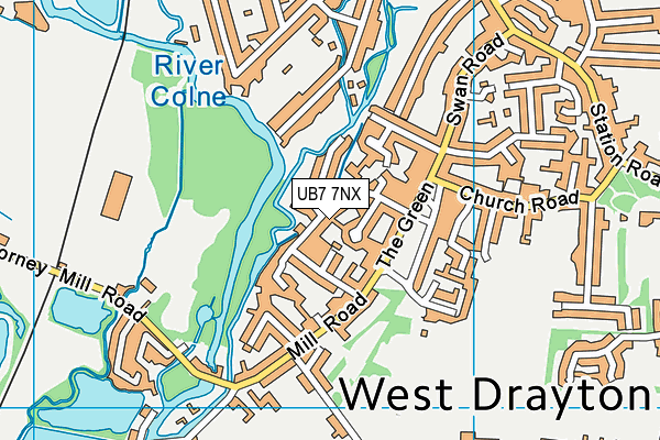 UB7 7NX map - OS VectorMap District (Ordnance Survey)