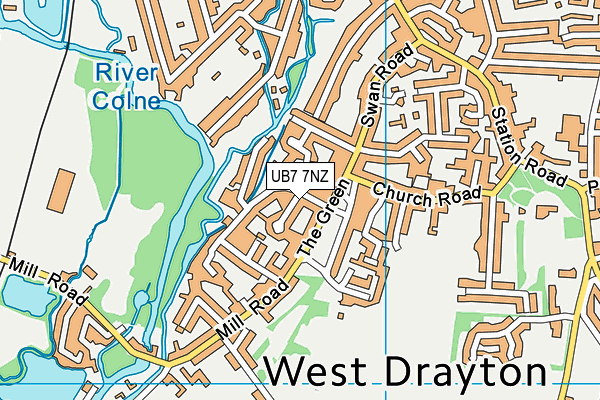 UB7 7NZ map - OS VectorMap District (Ordnance Survey)