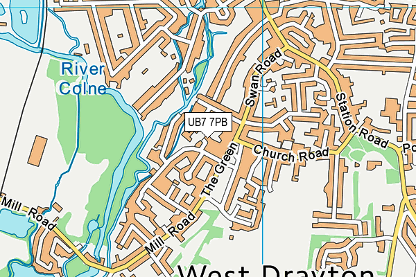 UB7 7PB map - OS VectorMap District (Ordnance Survey)
