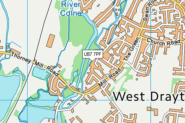 UB7 7PF map - OS VectorMap District (Ordnance Survey)