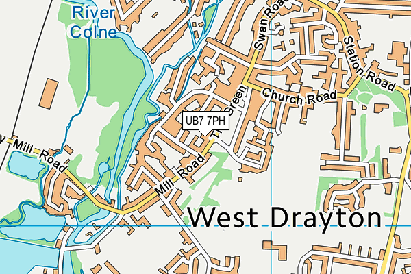 UB7 7PH map - OS VectorMap District (Ordnance Survey)