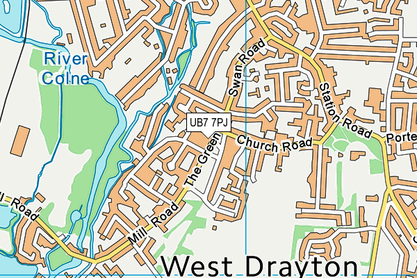 UB7 7PJ map - OS VectorMap District (Ordnance Survey)
