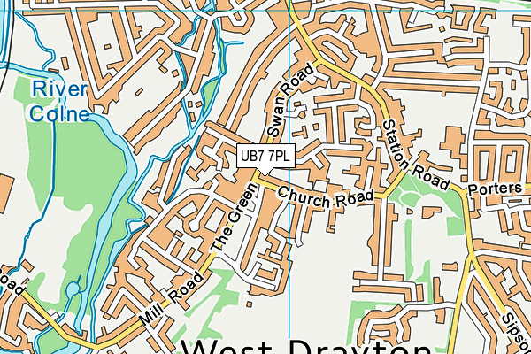 UB7 7PL map - OS VectorMap District (Ordnance Survey)