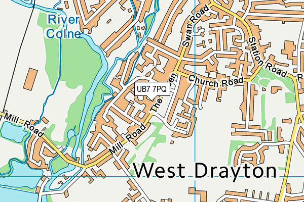 UB7 7PQ map - OS VectorMap District (Ordnance Survey)