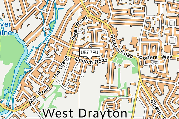 The Closes Recreation Ground map (UB7 7PU) - OS VectorMap District (Ordnance Survey)
