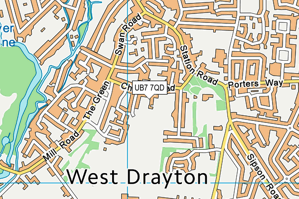 UB7 7QD map - OS VectorMap District (Ordnance Survey)