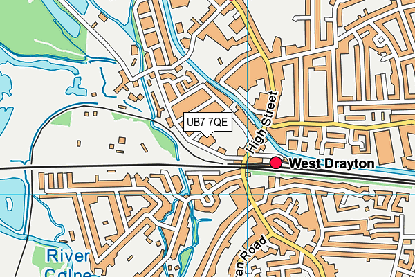 UB7 7QE map - OS VectorMap District (Ordnance Survey)