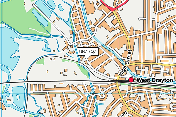 UB7 7QZ map - OS VectorMap District (Ordnance Survey)