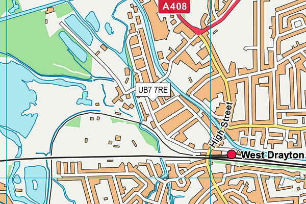 UB7 7RE map - OS VectorMap District (Ordnance Survey)