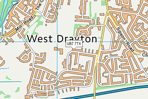 UB7 7TX map - OS VectorMap District (Ordnance Survey)