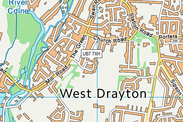 UB7 7XH map - OS VectorMap District (Ordnance Survey)